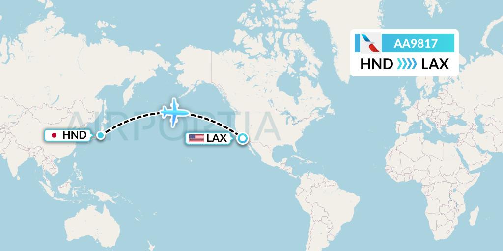 AA9817 American Airlines Flight Map: Tokyo to Los Angeles