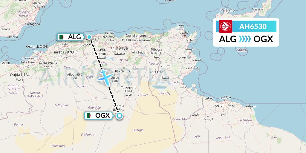 AH6530 Air Algerie Flight Map: Algiers to Ouargla