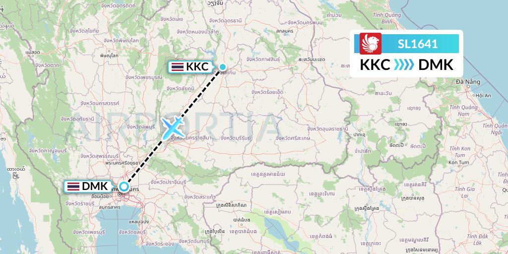 SL1641 Thai Lion Air Flight Map: Khon Kaen to Bangkok