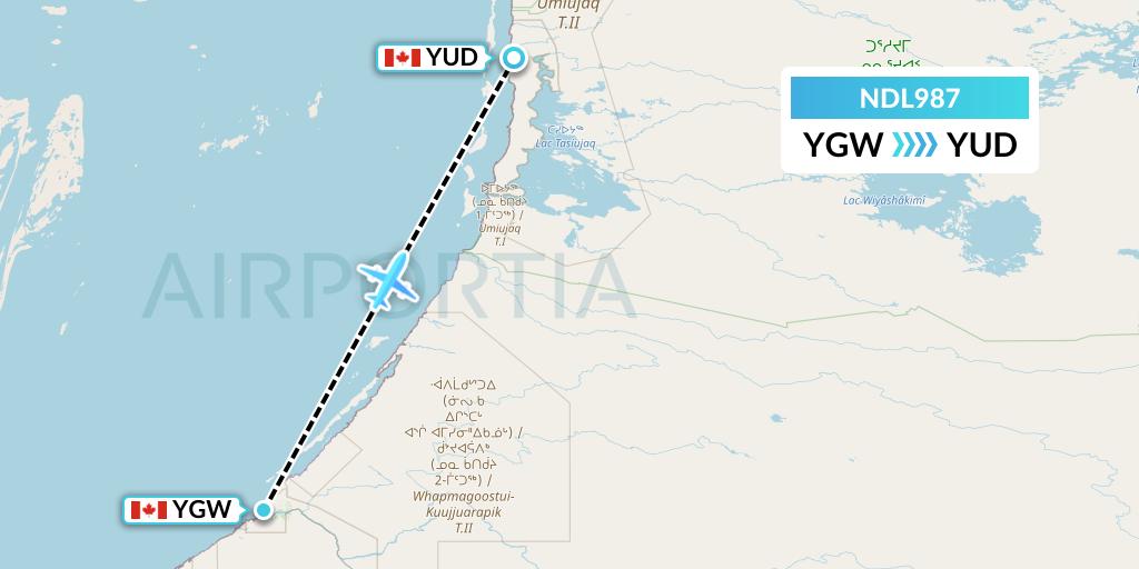 NDL987 Chrono Aviation Flight Map: Kuujjuarapik to Umiujaq