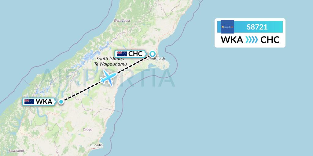 S8721 Soundsair Flight Map: New Zealand to Christchurch