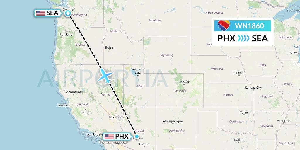 WN1860 Southwest Airlines Flight Map: Phoenix to Seattle