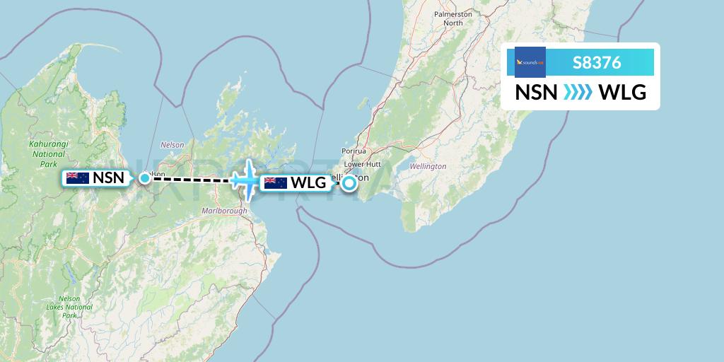 S8376 Soundsair Flight Map: Nelson to Wellington