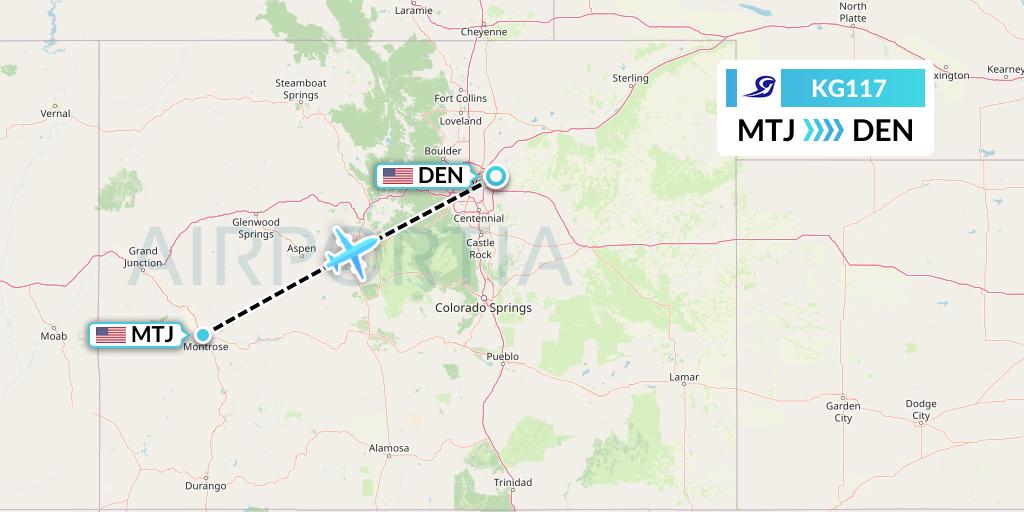 KG117 Key Lime Air Flight Map: Montrose to Denver