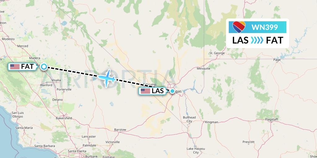 WN399 Southwest Airlines Flight Map: Las Vegas to Fresno
