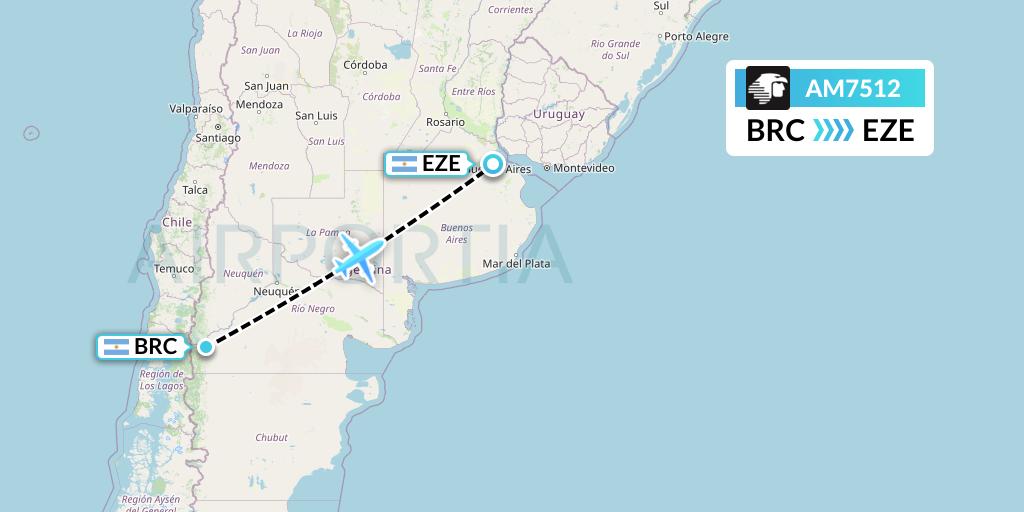 AM7512 Aeromexico Flight Map: San Carlos de Bariloche to Buenos Aires