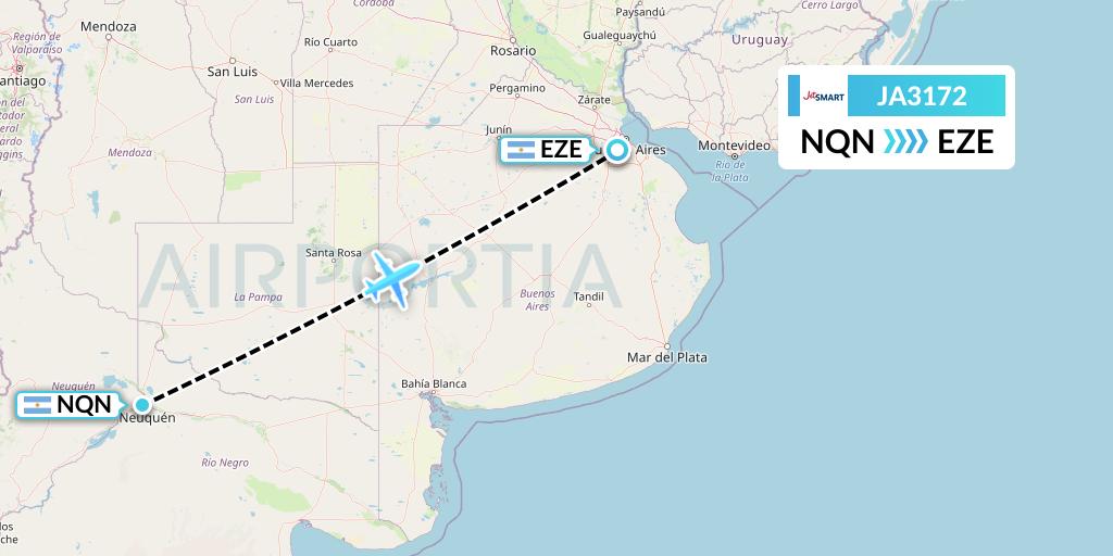 JA3172 JetSMART Flight Map: Neuquen to Buenos Aires