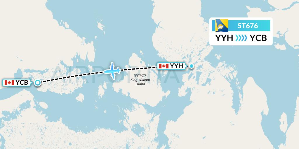 5T676 Canadian North Flight Map: Taloyoak to Cambridge Bay