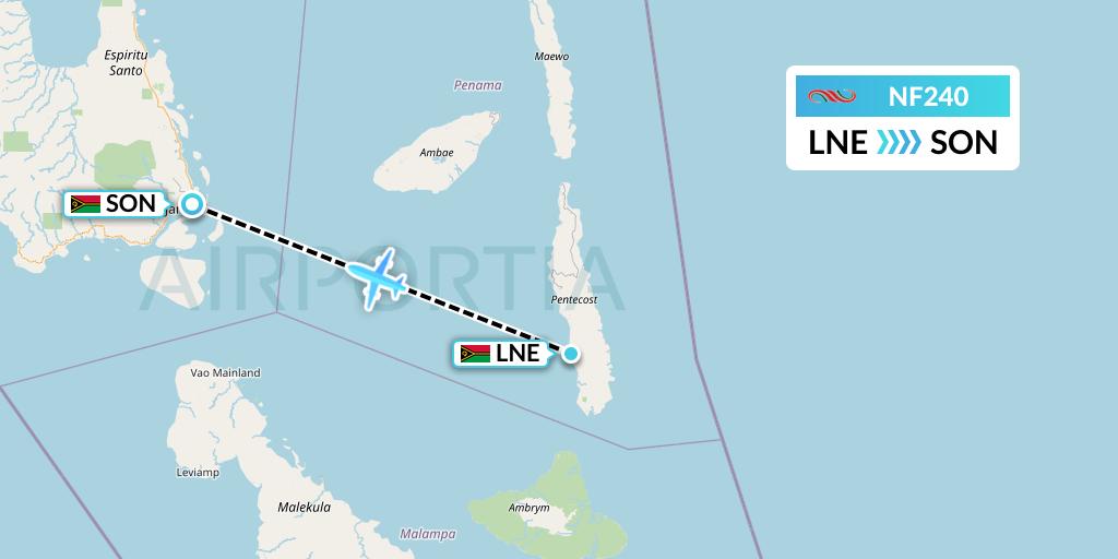 NF240 Air Vanuatu Flight Map: Lonorore to Luganville