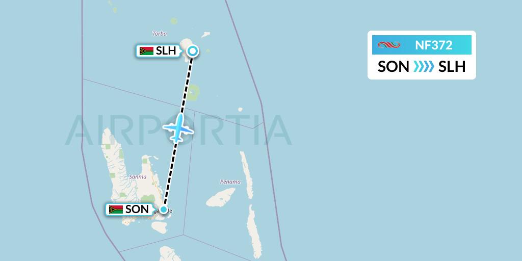 NF372 Air Vanuatu Flight Map: Luganville to Sola