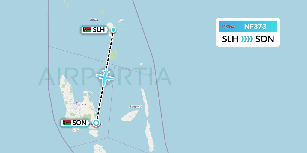 NF373 Air Vanuatu Flight Map: Sola to Luganville
