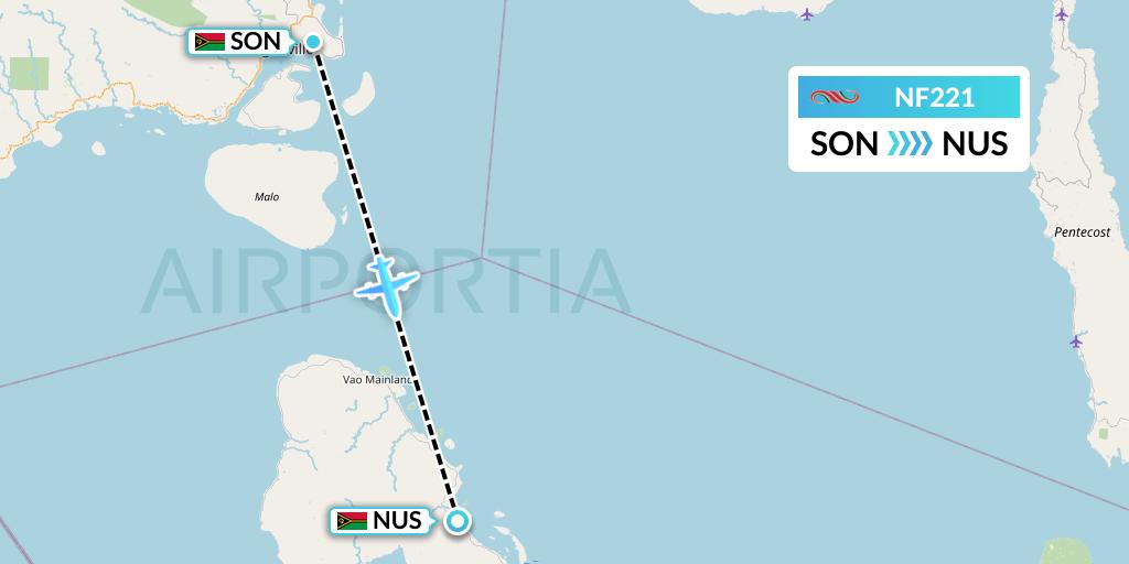 NF221 Air Vanuatu Flight Map: Luganville to Norsup
