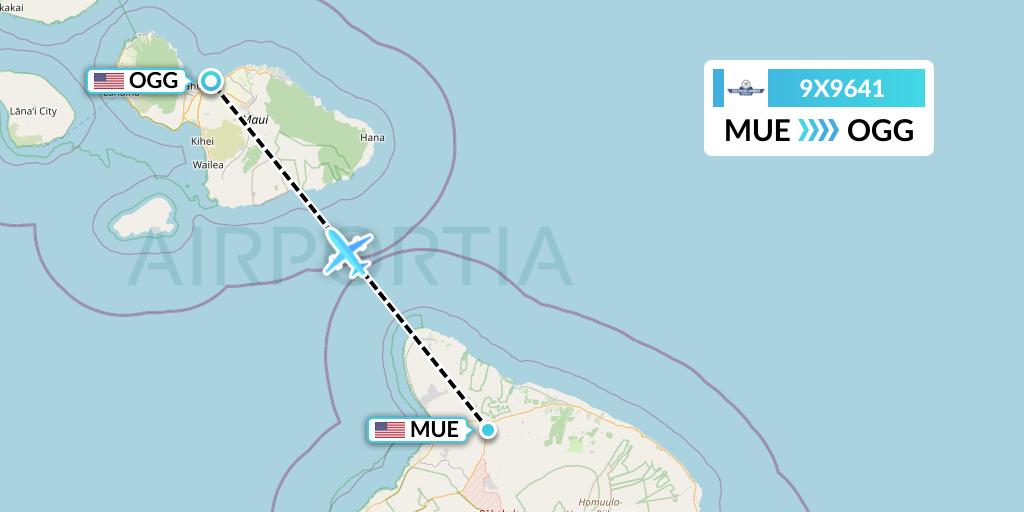 9X9641 Southern Airways Express Flight Map: Kamuela to Kahului