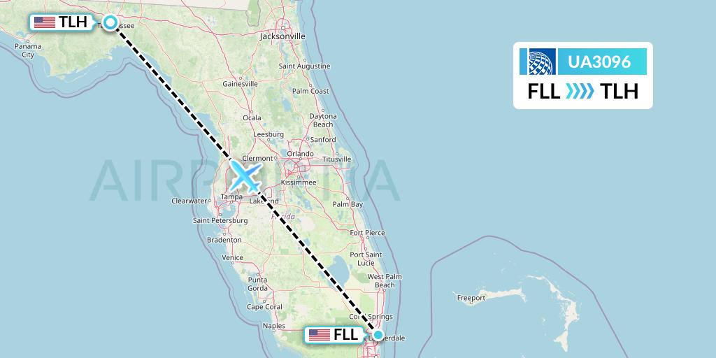 UA3096 United Airlines Flight Map: Fort Lauderdale to Tallahassee