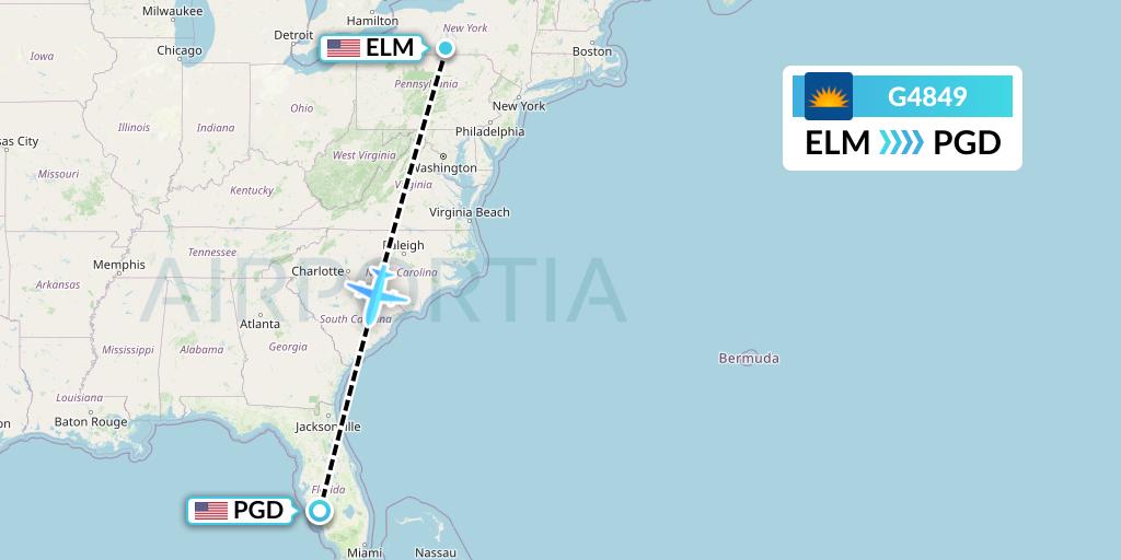 G4849 Allegiant Air Flight Map: Elmira to Punta Gorda