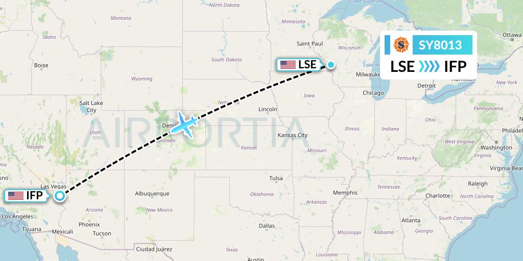 SY8013 Sun Country Airlines Flight Map: La Crosse to Bullhead City