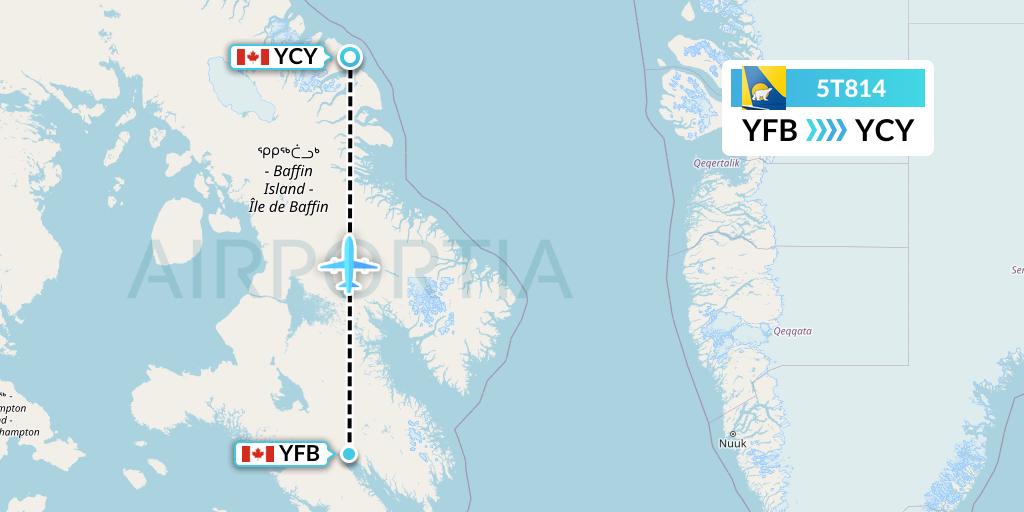 5T814 Canadian North Flight Map: Iqaluit to Clyde River