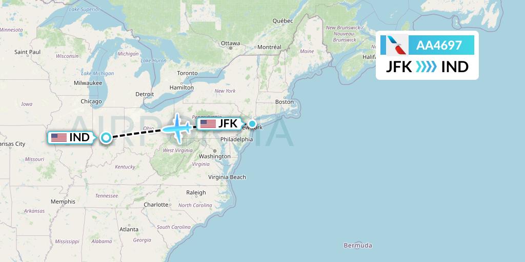AA4697 American Airlines Flight Map: New York to Indianapolis