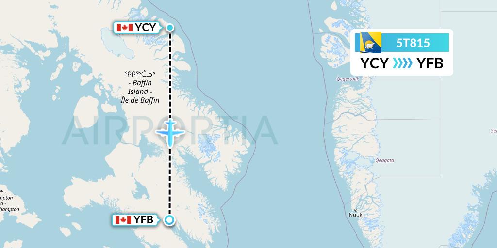 5T815 Canadian North Flight Map: Clyde River to Iqaluit