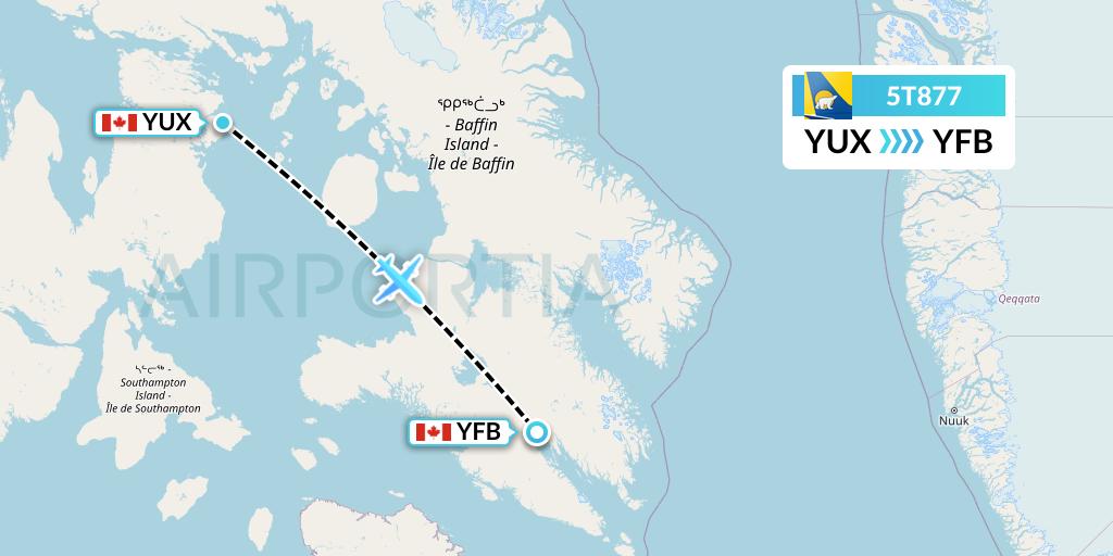 5T877 Canadian North Flight Map: Hall Beach to Iqaluit