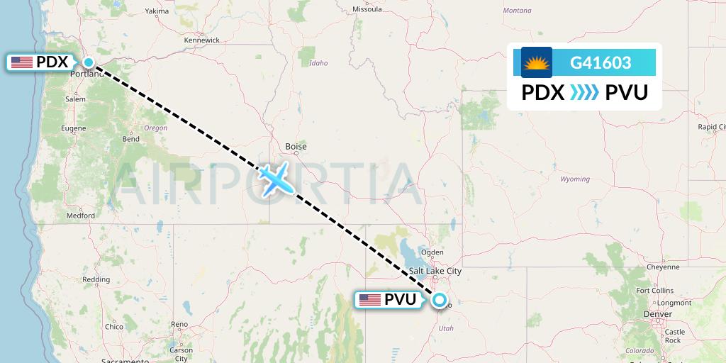 G41603 Allegiant Air Flight Map: Portland to Provo