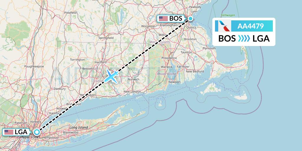 AA4479 American Airlines Flight Map: Boston to New York