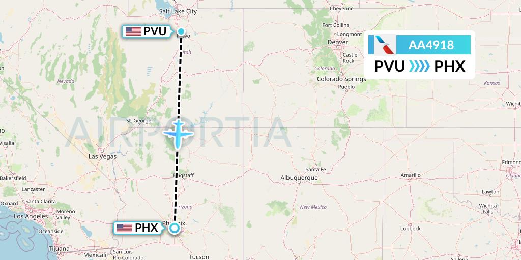AA4918 American Airlines Flight Map: Provo to Phoenix