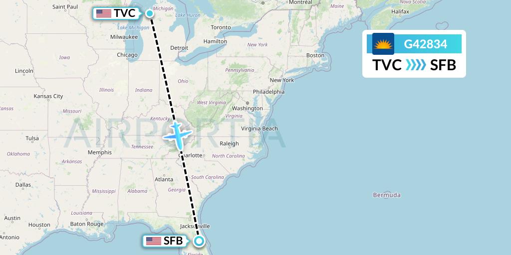 G42834 Allegiant Air Flight Map: Traverse City to Orlando