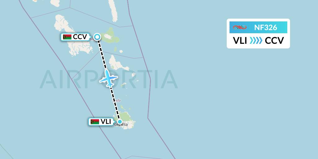 NF326 Air Vanuatu Flight Map: Port Vila to Craig Cove