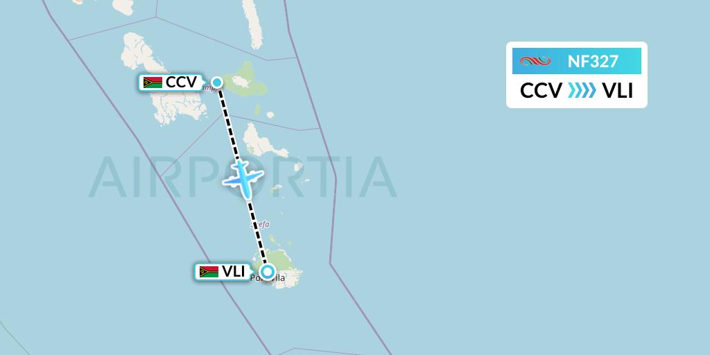 NF327 Air Vanuatu Flight Map: Craig Cove to Port Vila