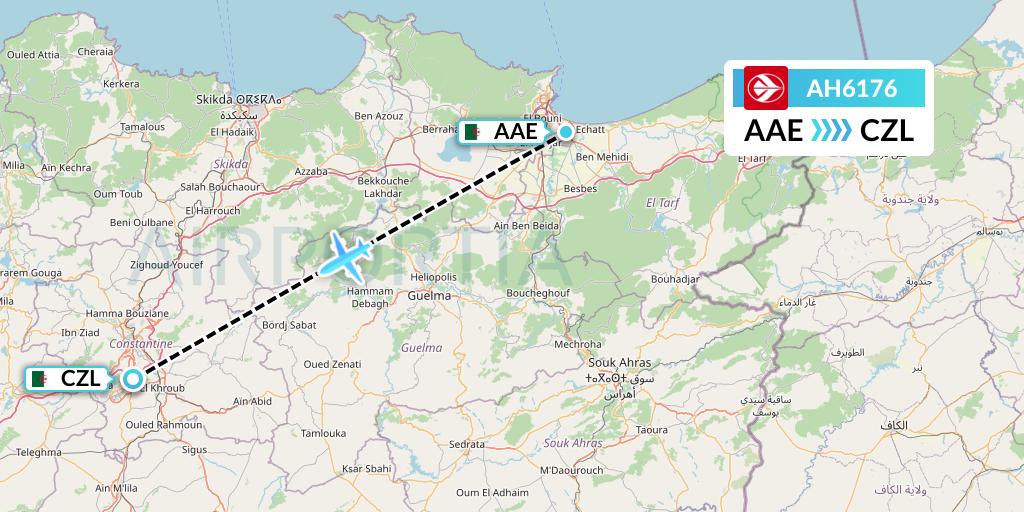 AH6176 Air Algerie Flight Map: Annaba to Constantine
