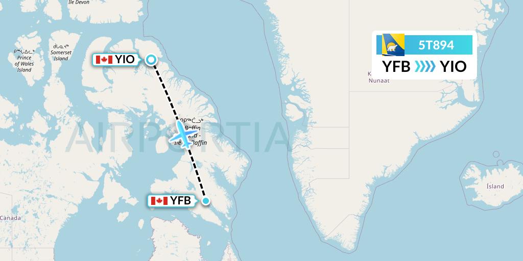5T894 Canadian North Flight Map: Iqaluit to Pond Inlet