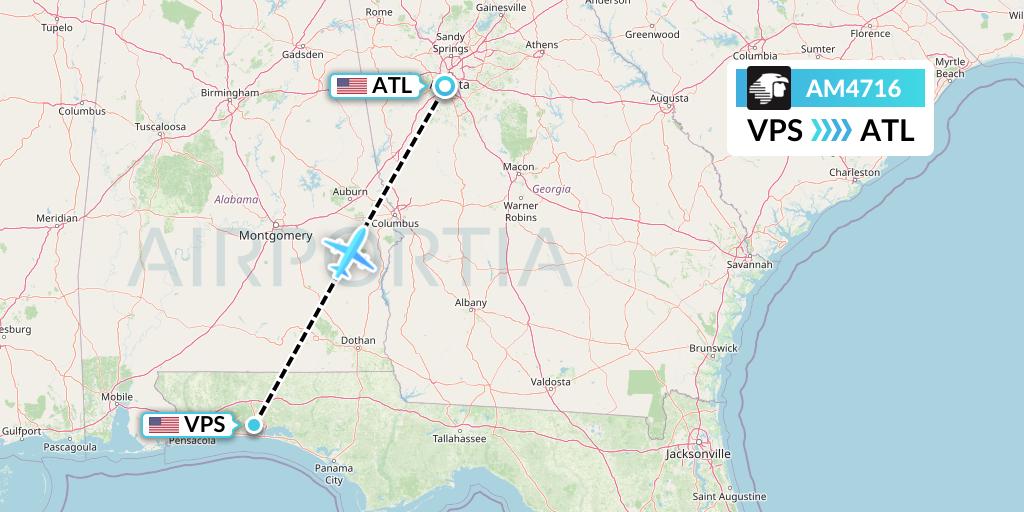 AM4716 Aeromexico Flight Map: Valparaiso to Atlanta