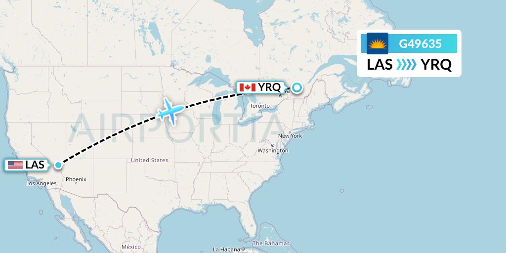 G49635 Allegiant Air Flight Map: Las Vegas to Trois-Rivieres