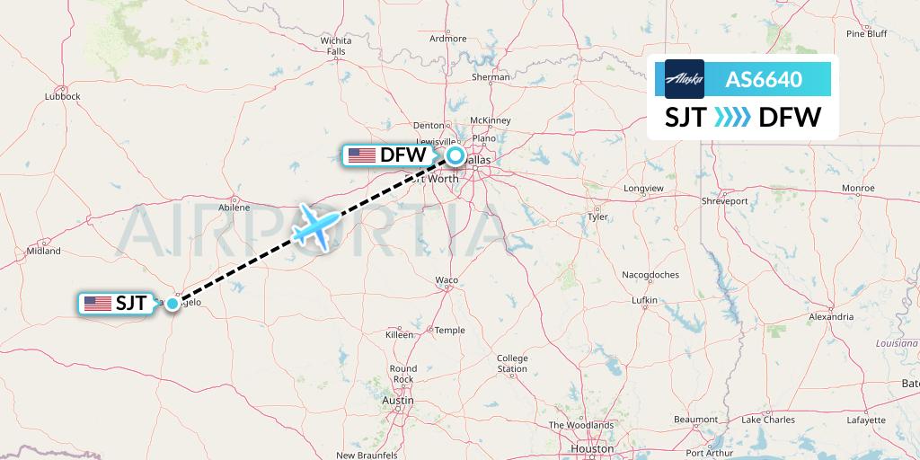 AS6640 Alaska Airlines Flight Map: San Angelo to Dallas