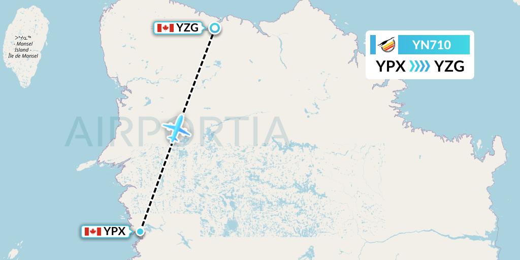 YN710 Air Creebec Flight Map: Puvirnituq to Salluit