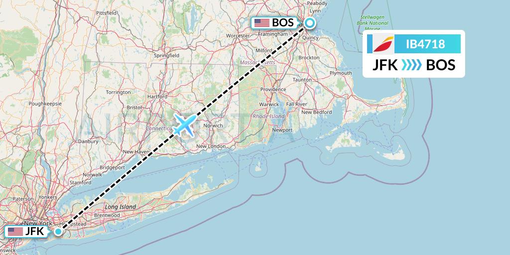IB4718 Iberia Flight Map: New York to Boston