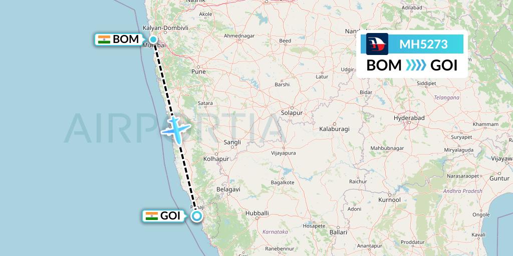 MH5273 Malaysia Airlines Flight Map: Mumbai to Goa