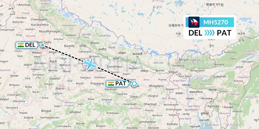 MH5270 Malaysia Airlines Flight Map: Delhi to Patna
