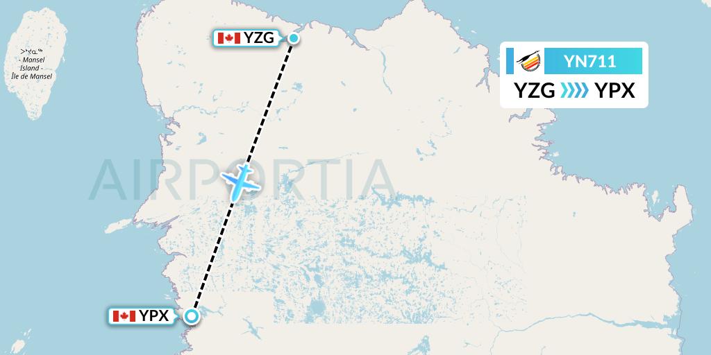 YN711 Air Creebec Flight Map: Salluit to Puvirnituq