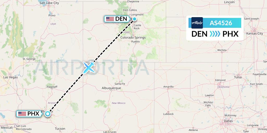 AS4526 Alaska Airlines Flight Map: Denver to Phoenix