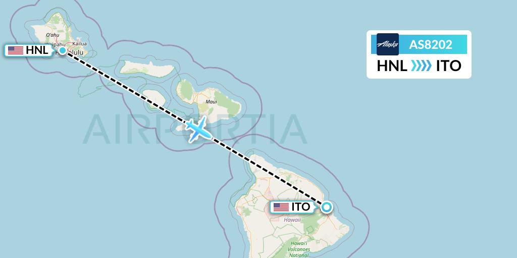 AS8202 Alaska Airlines Flight Map: Honolulu to Hilo