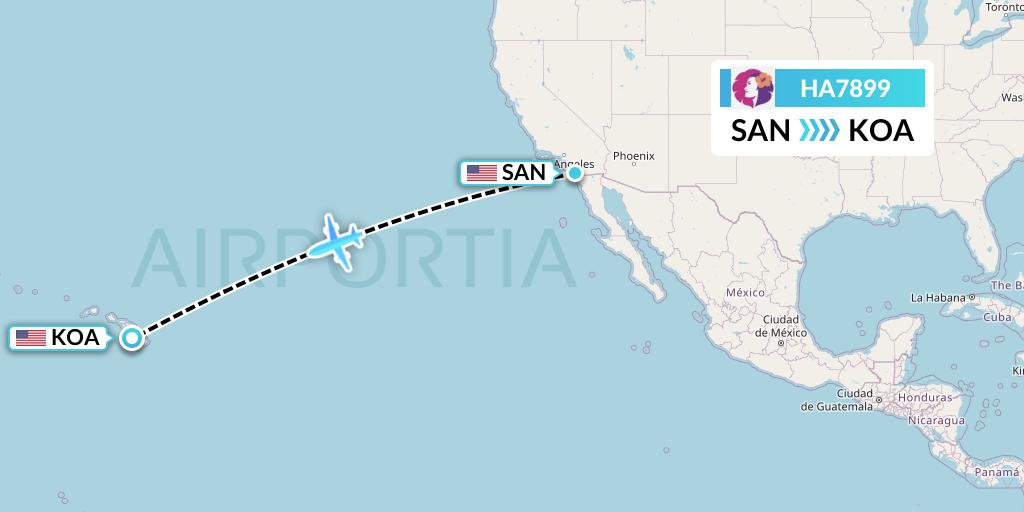 HA7899 Hawaiian Airlines Flight Map: San Diego to Kailua-Kona