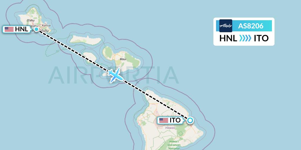 AS8206 Alaska Airlines Flight Map: Honolulu to Hilo