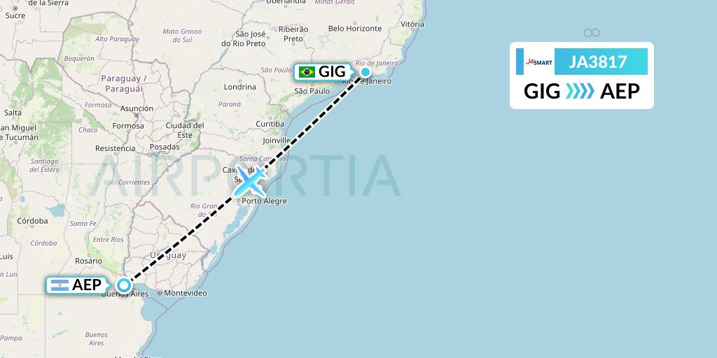 JA3817 JetSMART Flight Map: Rio de Janeiro to Buenos Aires