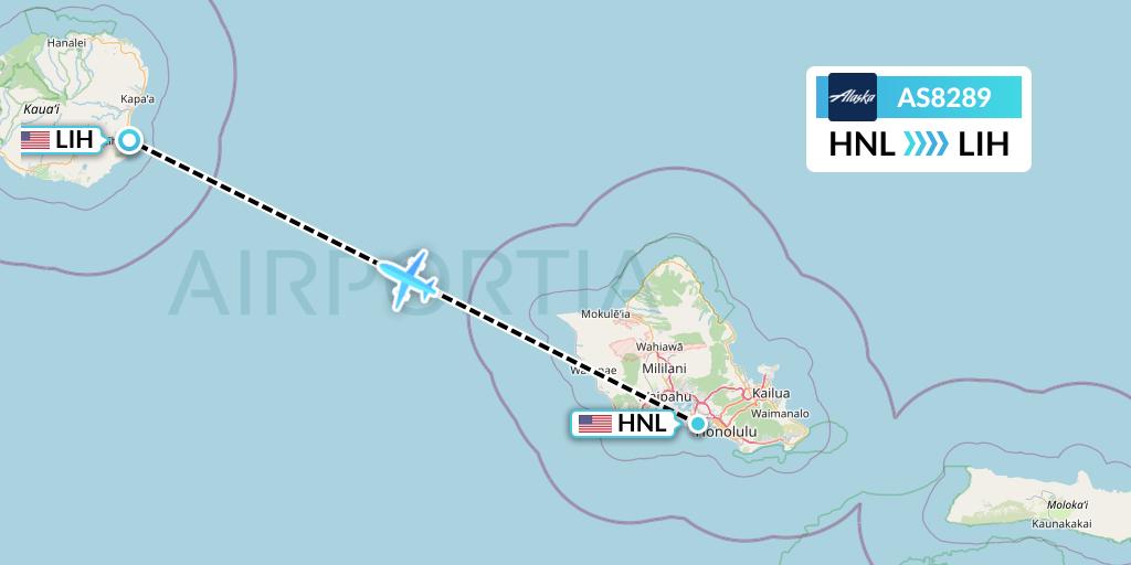 AS8289 Alaska Airlines Flight Map: Honolulu to Lihue