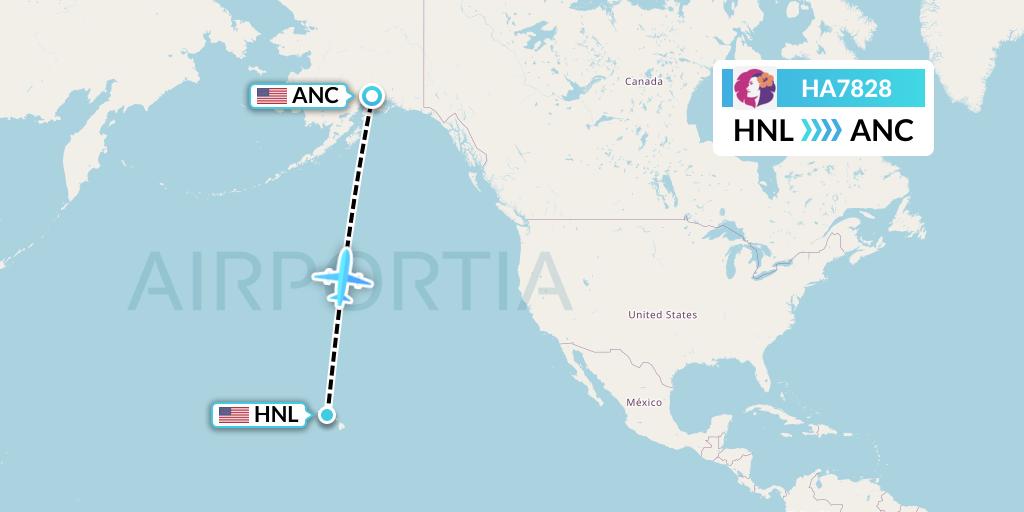 HA7828 Hawaiian Airlines Flight Map: Honolulu to Anchorage