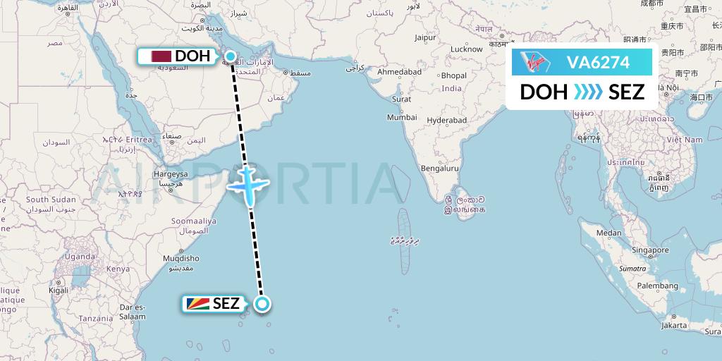 VA6274 Virgin Australia Flight Map: Doha to Victoria