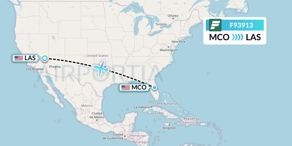 F93913 Frontier Airlines Flight Map: Orlando to Las Vegas