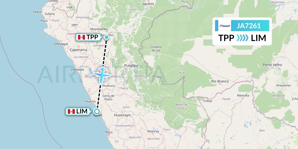 JA7261 JetSMART Flight Map: Tarapoto to Lima